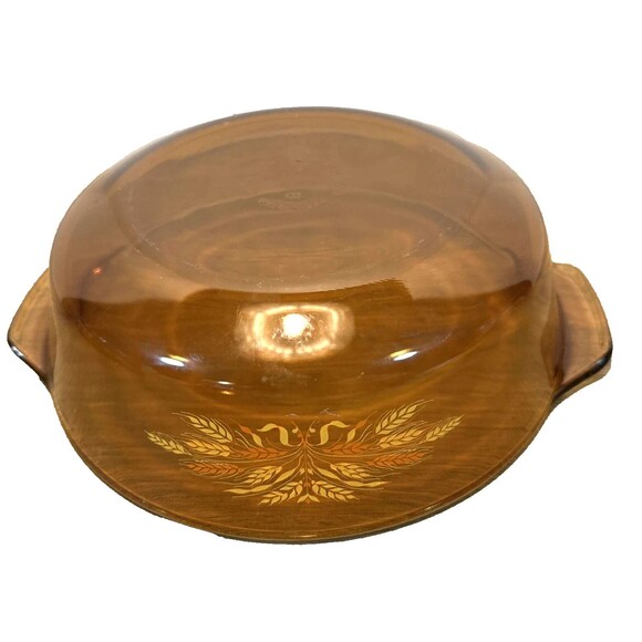 Vintage Anchor Hocking Amber Glass Wheat Pattern  Round 9”  Baking Dish - Picture 7 of 7